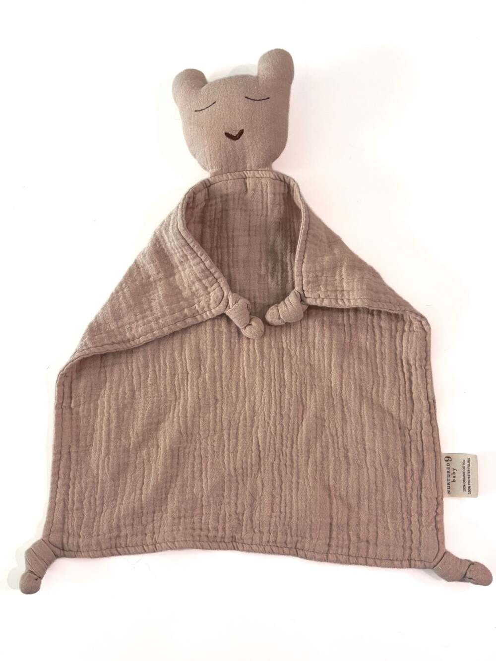 Nurtured 9 Baby Organic Cotton Muslin Teddy Bear Security Blanket
